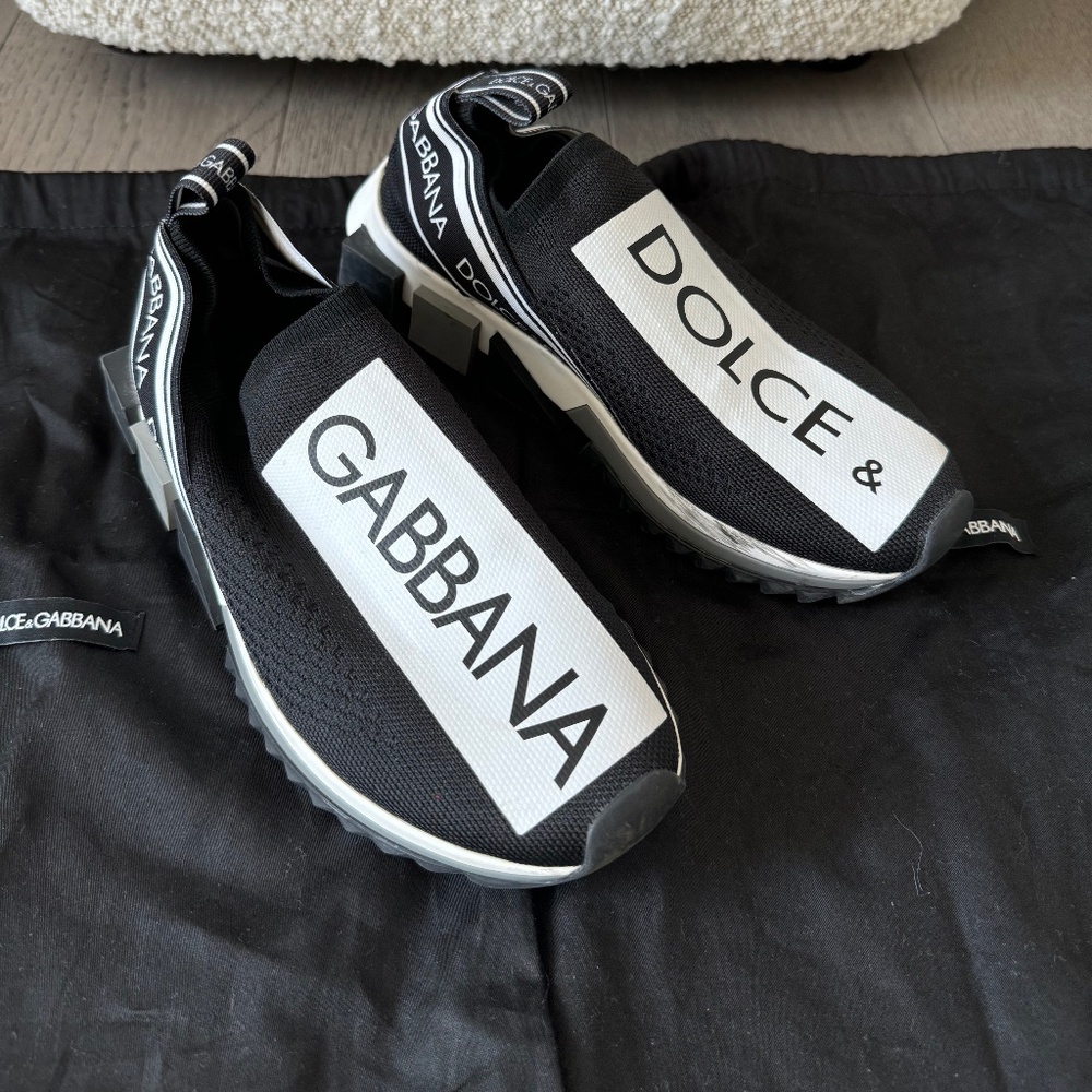 Dolce & Gabbana Knit Black & White Slip-On Trainers Size 6